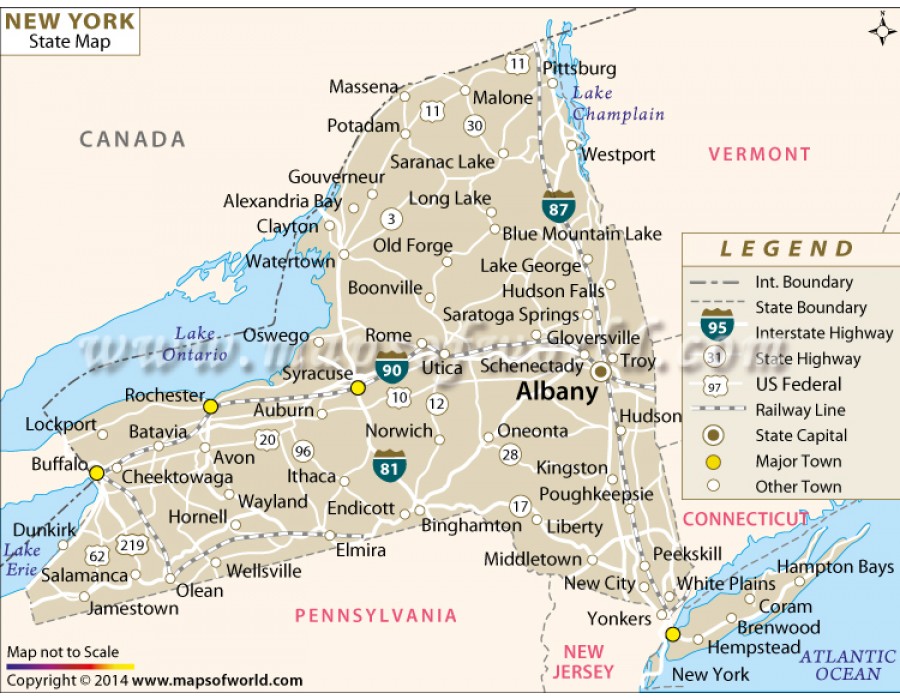 Buy Printed New York State Map